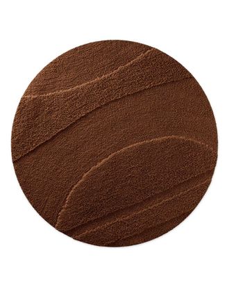 Wecon Home Alfombra de ba&ntilde;o redonda en relieve marr&oacute;n &Oslash;80