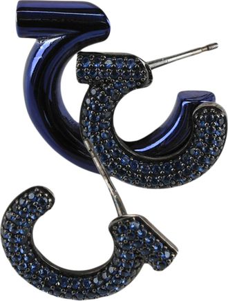 Ferragamo Crystal-Embellished Gancini Half-Hoop Earrings
