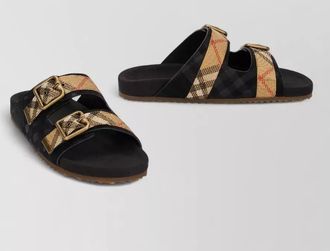 Burberry leather sandals buckles flat sole open toe