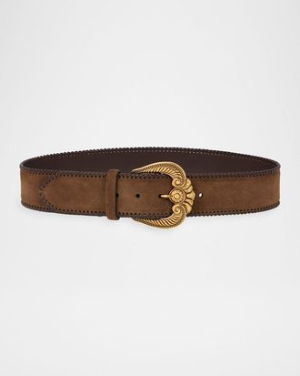 Etro Suede Belt with Paisley Buckle