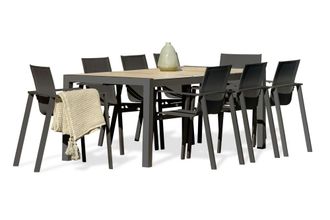 DCB Garden Conjunto de comedor de jard&iacute;n 8 plazas con tablero cer&aacute;mica