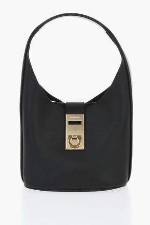 Ferragamo Leather Hobo Bag With Logo Detail Salvatore Ferragamo
