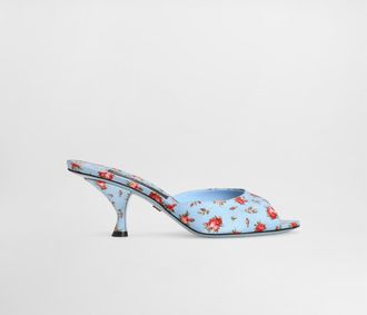Dolce & Gabbana Keira Satin Mules With Little Roses Print - Woman Slides And Mules Multicolor 37.5