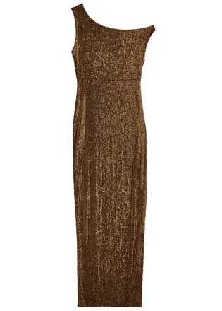 Norma Kamali Draped Sequin-embellished Gown - Bronze - XS (UK6 / XS)