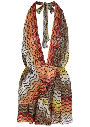 Missoni Zigzag Halterneck Metallic-knit Cover-up top - Beige - 48 (UK16 / XL)