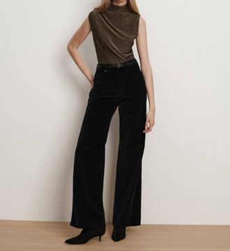 Veronica Beard Taylor High Rise Wide Leg Jean In Black