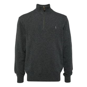 Ralph Lauren Lambswool Half Zip Jumper - Knitwear - Hombre - Gris - XL