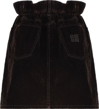 Miu Miu Womens Skirt Velvet Brown Cotton