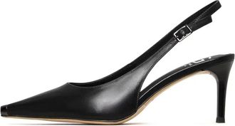 Cesare Gaspari Schoenen, Dames, Zwart, 39 EU, Leer, Metal Accent Leather Pumps - Black