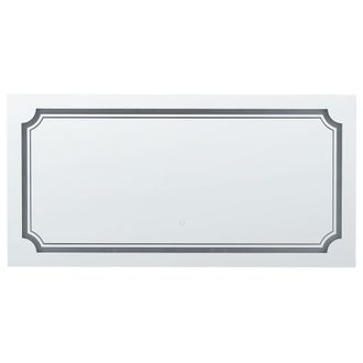 Beliani Beliani - Espejo De Pared Led De Vidrio Plateado 120 X 60 Cm Maquillaje Arromachnes
