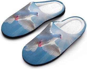 Generic Holy Spirit Bird Dove Mens House Slippers Memory Foam Washable Cotton Slip on Home Shoes