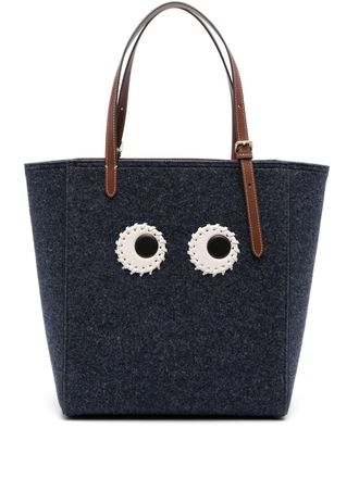 Anya Hindmarch Small Eyes tote bag - women - Wool Felt/Artificial Leather - One Size - Blue