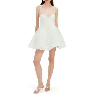 Bardot Hilda Embroidered Tulle Hoop Minidress in Ivory at Nordstrom, Size 10