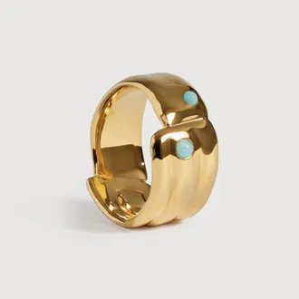 Monica Vinader Gold Amaia Gemstone Bold Ring Amazonite