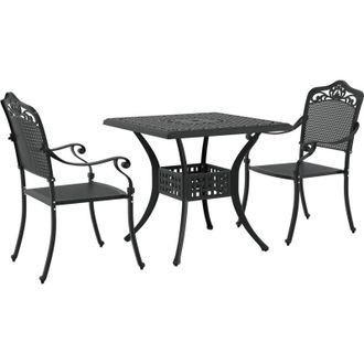 vidaXL Vidaxl Set De Bistro De Jard&iacute;n 3 Piezas De Aluminio Fundido Negro