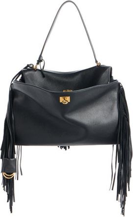 Balenciaga Medium Rodeo Fringe Leather Handbag in 1000 Black at Nordstrom