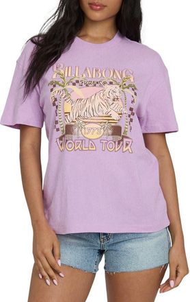 Billabong Reach High Oversize Graphic T-Shirt in Vintage Violet at Nordstrom, Size X-Small