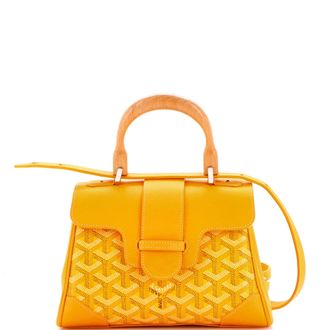 Goyard Saigon Top Handle Bag Coated Canvas with Leather Mini