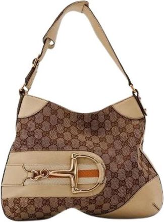 Gucci Pre-owned Horsebit Hasler Pochette - Dames - Vintage Schoudertas - Bruin - ONE Size - Leer - Vintage