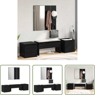 vidaXL Specchio da ingresso - Set mobili da ingresso con specchio 6 pcs Legno multistrato
