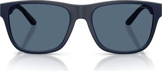 Emporio Armani 56mm Square Sunglasses in Matte Blue /Dark Blue at Nordstrom