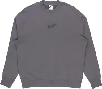 Nike Mens Nike Logo Embroidered Loose Round Neck Gray DR7836-068