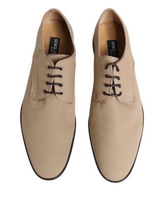 Dolce & Gabbana Canvas Lace-Up Derby Flat - Beige