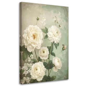 Feeby Cuadro En Lienzo, Ramo De Rosas De Estilo Shabby Chic Sobre Fondo Pastel, 80x120