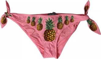 Dolce & Gabbana Roze Ananas Bikini Broekjes - Dames - Bikinis - Roze - S - Nylon - Badmode