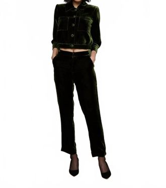 L'agence Rebel Velvet Trouser In Deep Olive