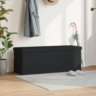 vidaXL Vidaxl Panca Portaoggetti Pieghevole Nera In Pvc