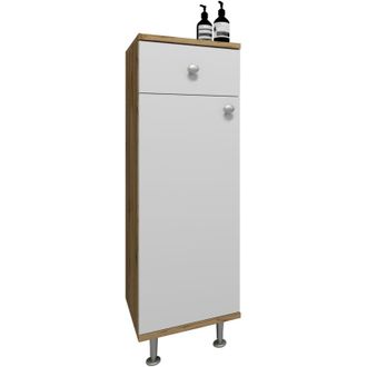 ebuy24 Vcm Wood Midischrank Gabinete de baño Dimensiones: al. 95 x an. 30 x p. 30 cm 1 Cajón 1 Puerta Torneadora 3 compartimentos - Nilosi (Roble de Miel