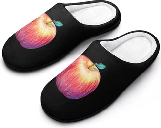 Generic Drawing Fruit Mens Slippers Slip On Comfortable Fleece Cotton House Shoes Winter