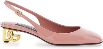 Dolce & Gabbana Pink Décolleté With Dg Logo On The Heel In Shiny Leather Woman