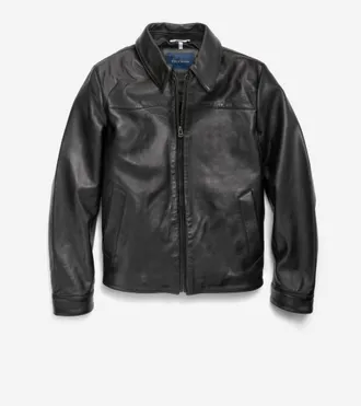 Cole Haan Mens Smooth Lamb Shirt Jacket - Black Size Medium
