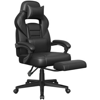 Songmics Silla de oficina ergon&oacute;mica con reposapi&eacute;s de color negro tinta