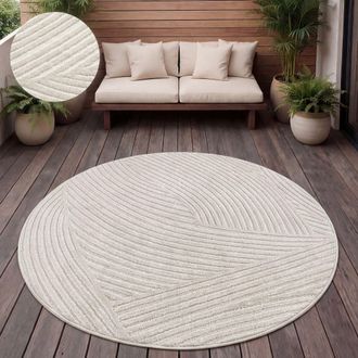 Paco Home Paco Home - Alfombra Salon De Habitacion Cocina Exterior Terraza Jardin Nordica Boho Chic &Oslash; 200 Cm Redon, Crema 5