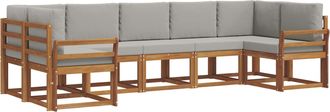 vidaXL Vidaxl Conjunto De Sof&aacute;s De Exterior 7 Uds. Natural Y Gris Claro