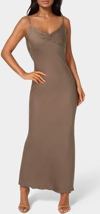 Bebe Cey Crepe Draped Back Maxi Slipdress in Mocha at Nordstrom Rack, Size X-Large