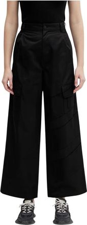Yohji Yamamoto Wijde broek - Dames - Wijde Broeken - Zwart - M - Katoen - Broeken