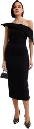 Roland Mouret Zwarte Asymmetrische Jurk Elegant Gelegenheid - Dames - Feestkleedjes - Zwart - XS - Wol - Kleedjes
