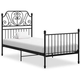 vidaXL Bed Frame without Mattress Black Metal 90x200 cm Vidaxl
