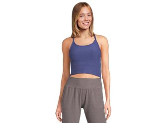 Beyond Yoga Spacedye Slim Racerback Cropped Tank Top Womens Clothing Eternal Blue Heather : SM, Elastane/Polyester/Spandex