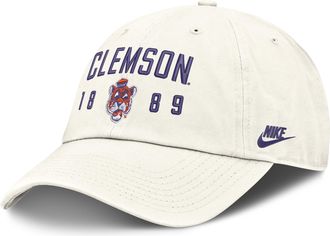 Nike Clemson Natural Club Nike Mens College Adjustable Hat in White | NC0111KCLV-3WA