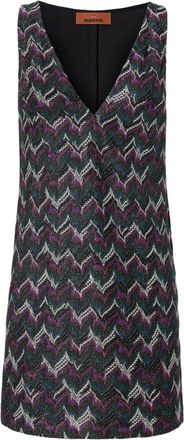Missoni Abito corto smanicato con motivo a zigzag - Nero