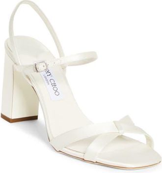 Jimmy Choo London Elsy Crystal Buckle Sandal in Ivory at Nordstrom, Size 10.5Us