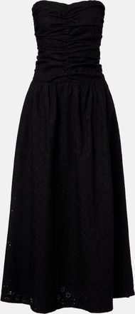 Faithfull The Brand Abito lungo Lia in pizzo sangallo con ruches