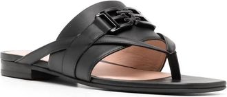 Bally Ladies Elia Calf Leather Flats Sandals In Black