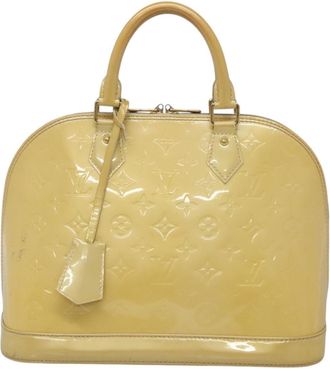 Louis Vuitton Alma Handbag Monogram Vernis Beige Patent_Leather Handbag (Pre-Owned)