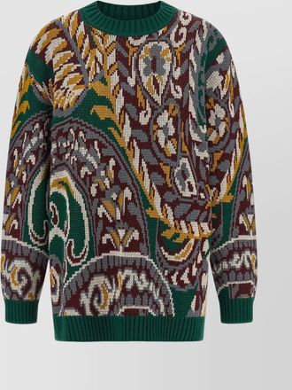 Etro crew neck wool sweater with paisley design